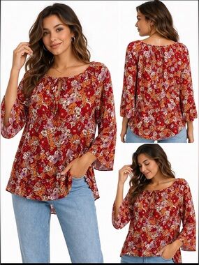 NWOT AGB floral print top, M